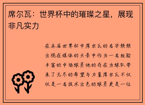 席尔瓦：世界杯中的璀璨之星，展现非凡实力